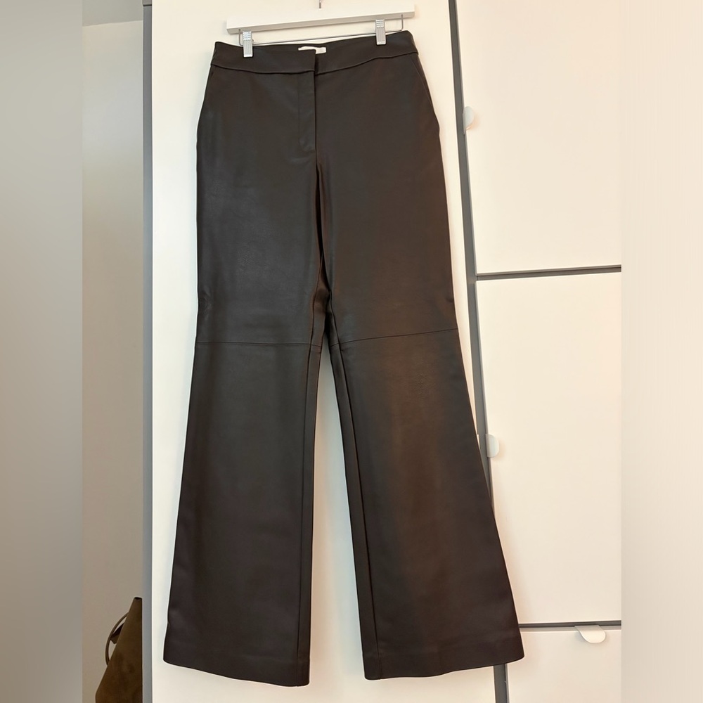 H&M Brown Faux Leather Flared Pants
